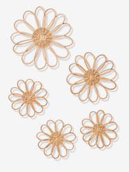 Bedding & Decor-Decoration-Pack of 5 Wall Flowers in Rattan