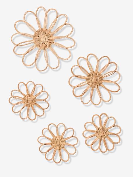 Pack of 5 Wall Flowers in Rattan beige 