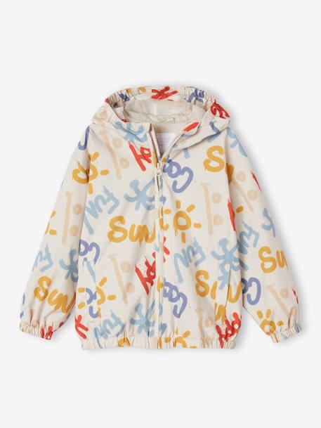 Hooded Windcheater, Graffiti Print, for Boys clay beige 