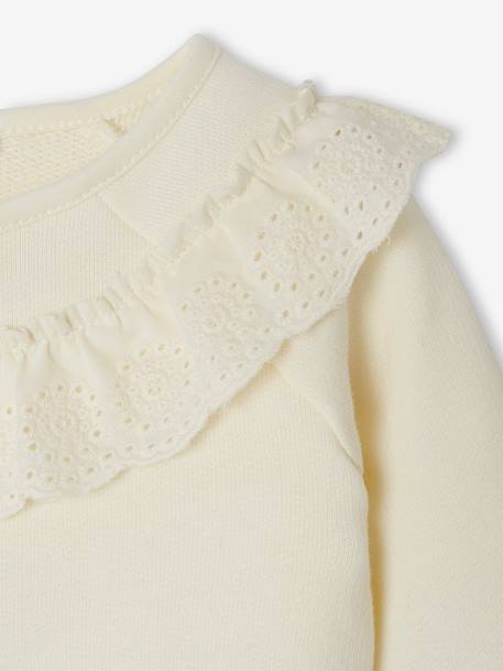 Sweatshirt with Broderie Anglaise Ruffle for Newborn Babies ecru 