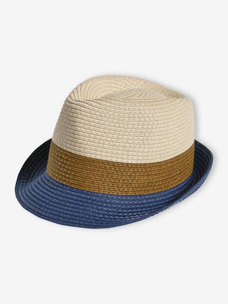 Three-Tone Panama-Style Hat, Straw-Like, for Boys wood 