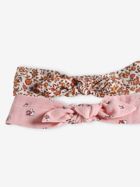 Pack of 2 Headbands with Prints for Girls nude pink+rose 