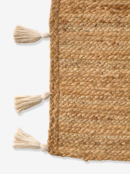 Jute Rug with Tassels golden beige 