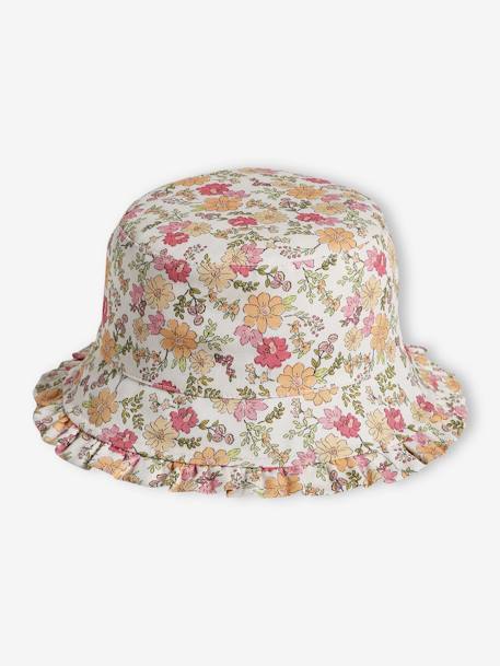 Floral Bucket Hat for Girls printed orange 