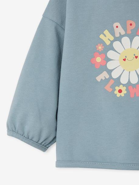 Happy Flower Sweatshirt for Babies grey blue 