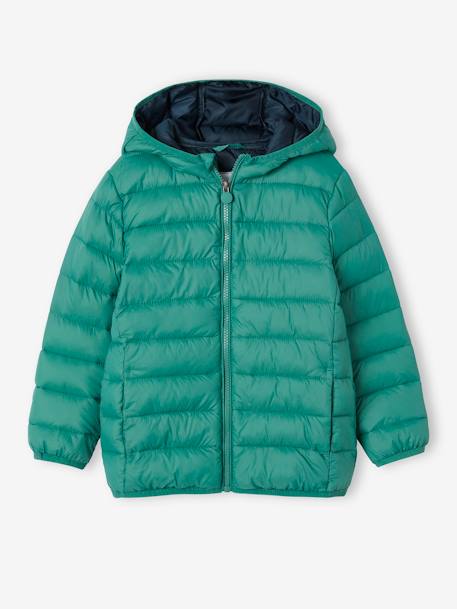 Lightweight Jacket with Recycled Polyester Padding & Hood for Boys BEIGE DARK SOLID WITH DESIGN+blue+green+navy blue+petrol blue 