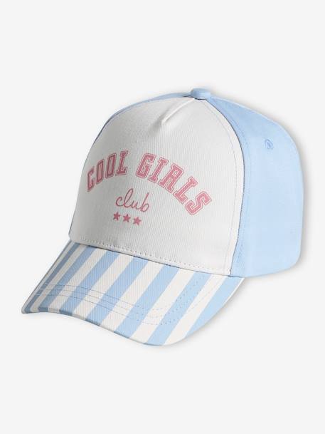 Cap for Girls, 'Cool Girls Club' striped blue+striped pink 