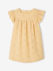 Girls-Dresses-Cotton Gauze Dress with Embroidered Flowers, for Girls