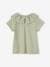 Top with Frilled Collar in Broderie Anglaise for Girls ecru+old rose+sage green 