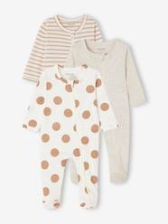 -Pack of 3 BASICS Jersey Knit Sleepsuits with Zip Fastening, for Babies