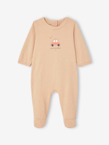 Pack of 2 'Car' Sleepsuits in Jersey Knit for Newborn Babies peach 