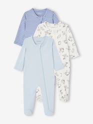 Baby-Pyjamas-Pack of 3 BASICS Jersey Knit Sleepsuits with Zip Fastening, for Babies