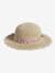 Crochet-Effect Straw-Like Hat with Printed Ribbon for Girls pale pink 