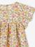 Blouse with Flower Motifs & Short Ruffled Sleeves for Girls pale pink+printed orange 