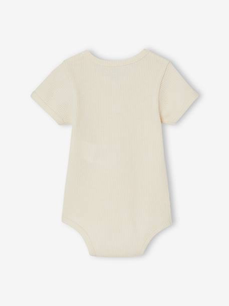 Pack of 2 Bodysuits in Honeycomb Knit, Organic Cotton, for Newborns olive 