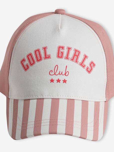 Cap for Girls, 'Cool Girls Club' striped blue+striped pink 