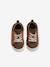 Pram Shoes in Soft Leather, with Laces, for Babies, Designed for Crawling ginger+set brown+white 