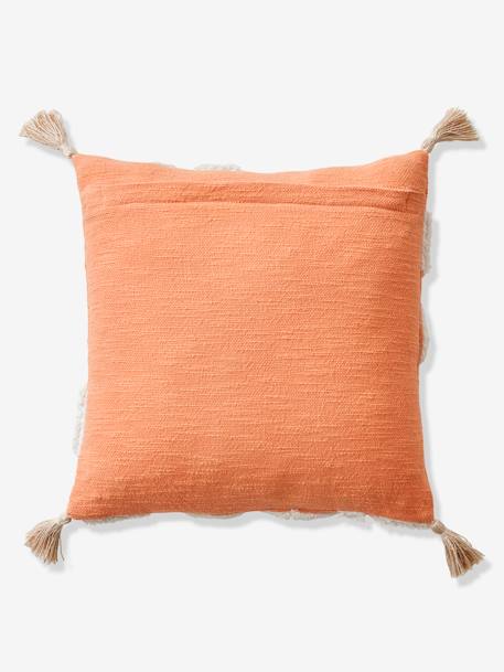 Flower Square Cushion with Pompoms tangerine 