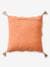 Flower Square Cushion with Pompoms tangerine 