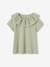 Top with Frilled Collar in Broderie Anglaise for Girls ecru+old rose+sage green 