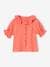 Blouse in Cotton Gauze with Frilled Collar, for Girls coral+ecru 