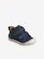 Pram Shoes in Soft Leather with Hook&Loop Strap, for Babies, Designed for Crawling blue+electric blue+navy blue 