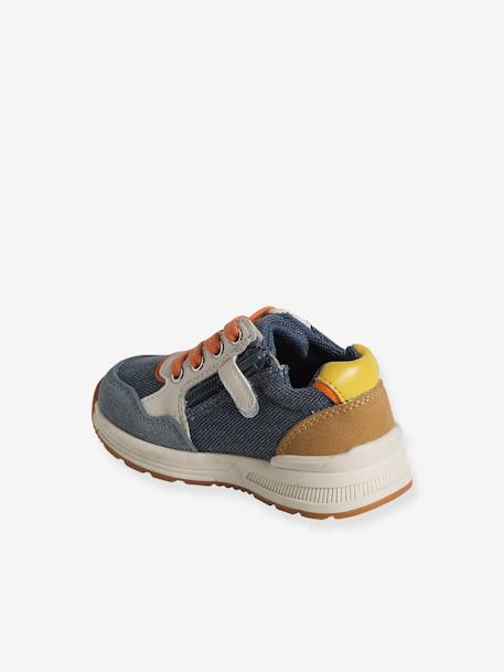 Trainers with Laces & Zip, for Babies denim blue+ecru 