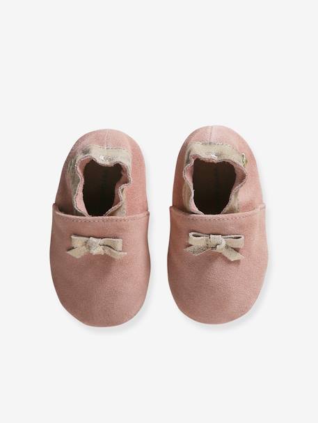 Elasticated, Soft Leather Slip-Ons for Babies old rose 