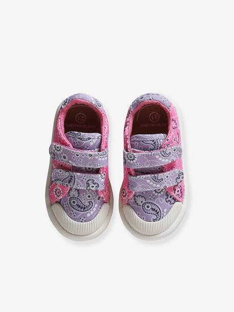 Touch-Fastening Trainers in Canvas for Baby Girls printed pink+printed violet+White 