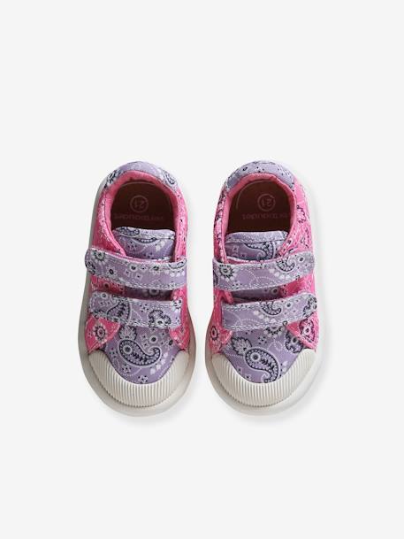 Touch-Fastening Trainers in Canvas for Baby Girls BLUE LIGHT ALL OVER PRINTED+printed pink+printed violet+White 