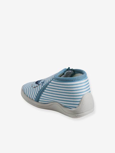 Zipped Slippers in Canvas for Babies striped blue 