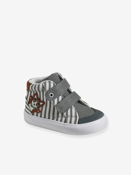 High-Top Trainers with Hook-&-Loop Fasteners for Babies striped grey 