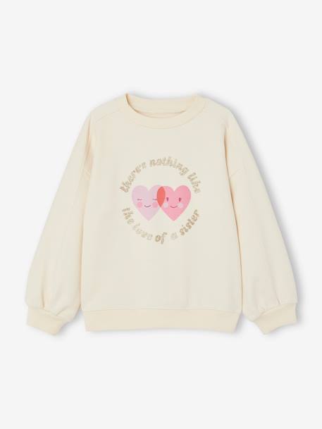 Sweatshirt with Fancy Details for Girls almond green+ecru 