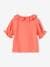 Blouse in Cotton Gauze with Frilled Collar, for Girls coral+ecru 