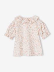 -Blouse in Cotton Gauze with Frilled Collar, for Girls