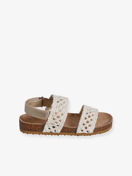 Sandals with Crochet-Effect Straps for Children beige 