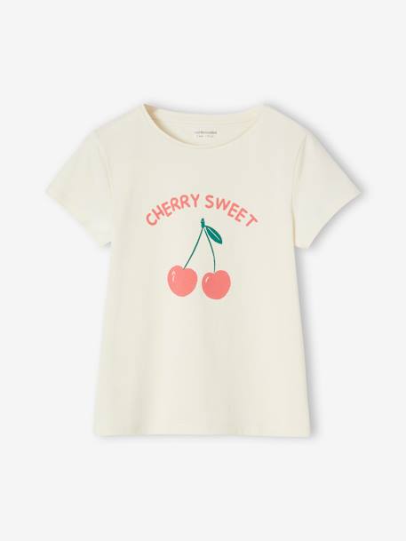 T-Shirt with Message, for Girls fir green+red+strawberry+vanilla 