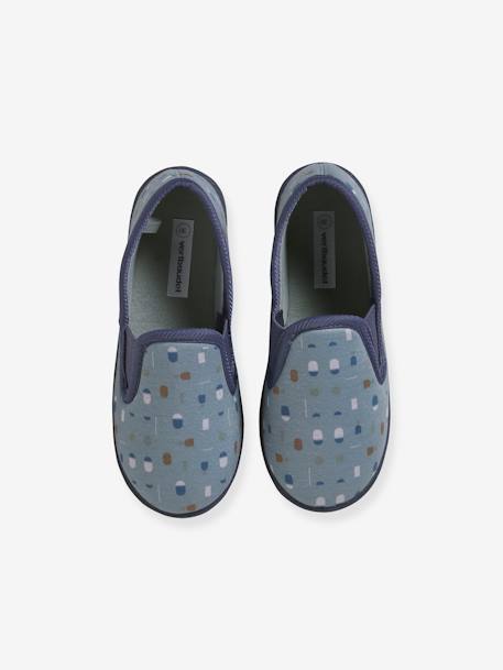 Elasticated Slippers in Canvas for Children night blue+printed blue+printed grey 