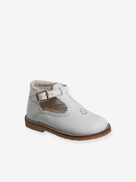 Leather T-Strap Shoes for Babies white 