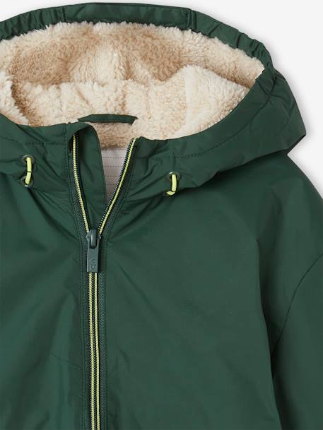 Windcheater with Sherpa-Lined Hood for Boys khaki+navy blue 