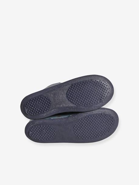 Elasticated Slippers in Canvas for Children marl grey+night blue+printed blue 