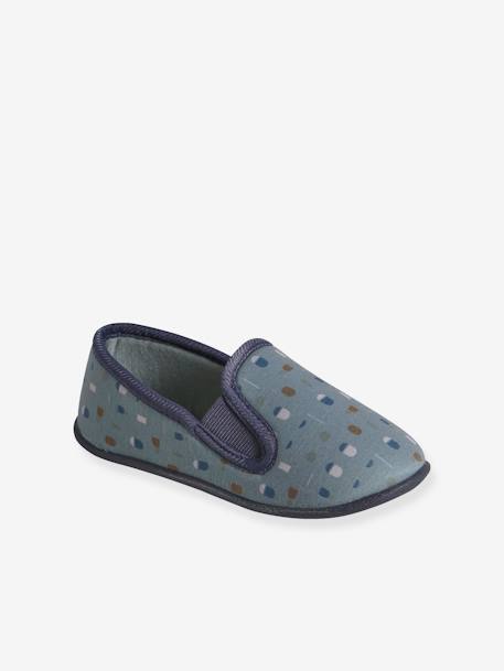 Elasticated Slippers in Canvas for Children marl grey+night blue+printed blue 