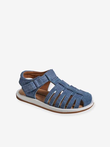 Sandals with Hook-&-Loop Strap for Children, Designed for Autonomy denim blue 