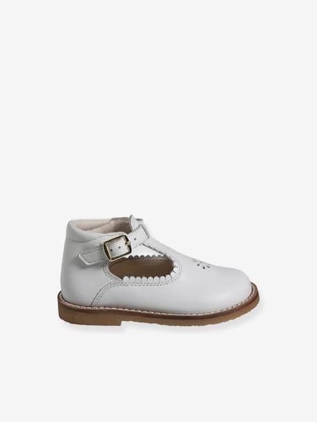 Leather T-Strap Shoes for Babies white 