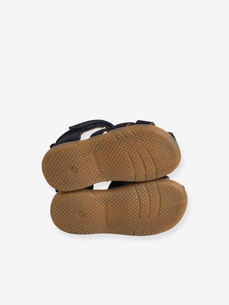 Leather Sandals for Baby Boys, Designed for First Steps brown+navy blue 