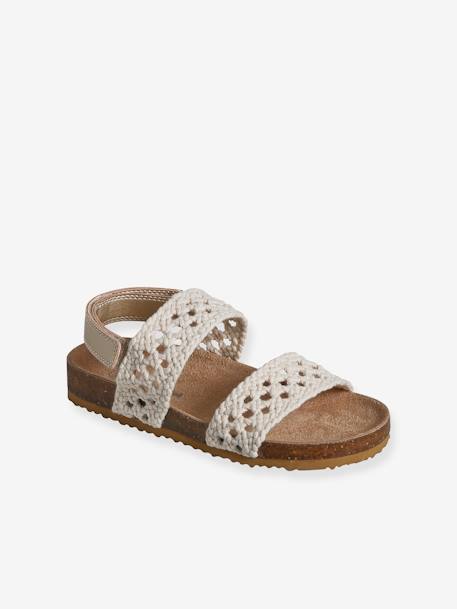 Sandals with Crochet-Effect Straps for Children beige 