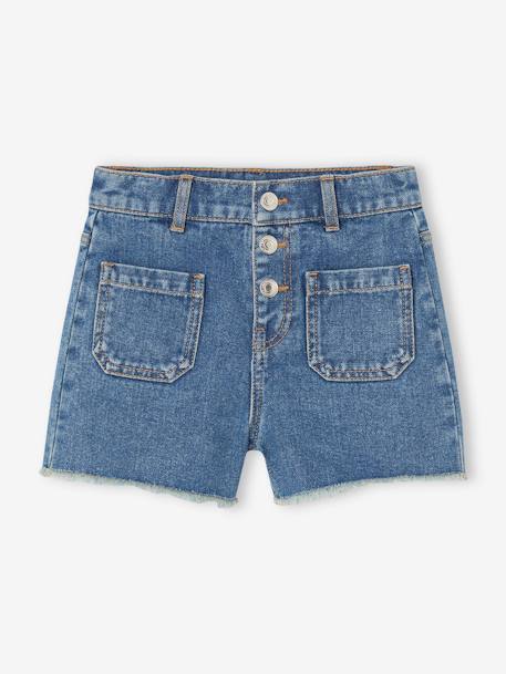 Denim Shorts, Frayed Hems, for Girls stone 