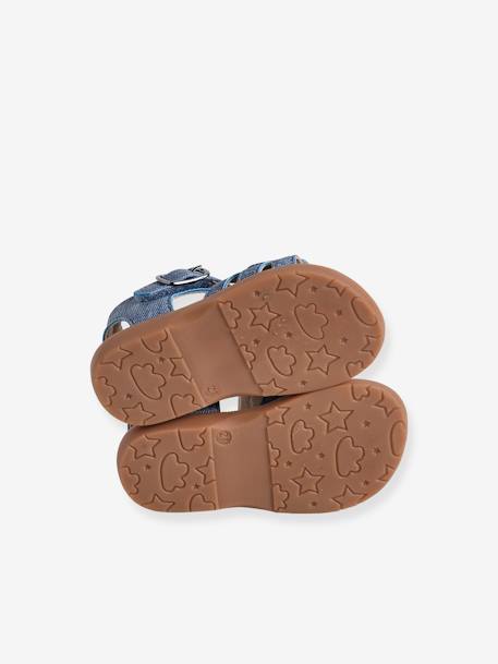 Denim-Effect Sandals with Hook-&-Loop Straps for Babies denim blue 