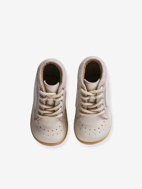 Lace-Up Soft Leather Boots for Babies, Designed for First Steps iridescent beige 