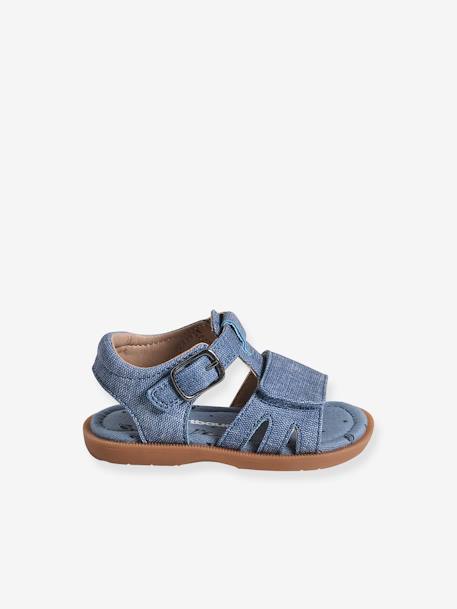 Denim-Effect Sandals with Hook-&-Loop Straps for Babies denim blue 